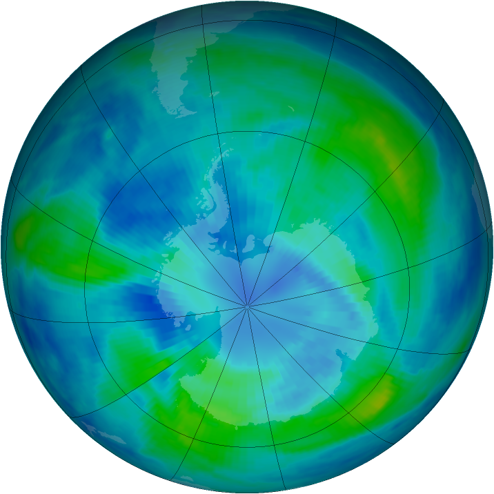 Antarctic ozone map for 31 March 1999